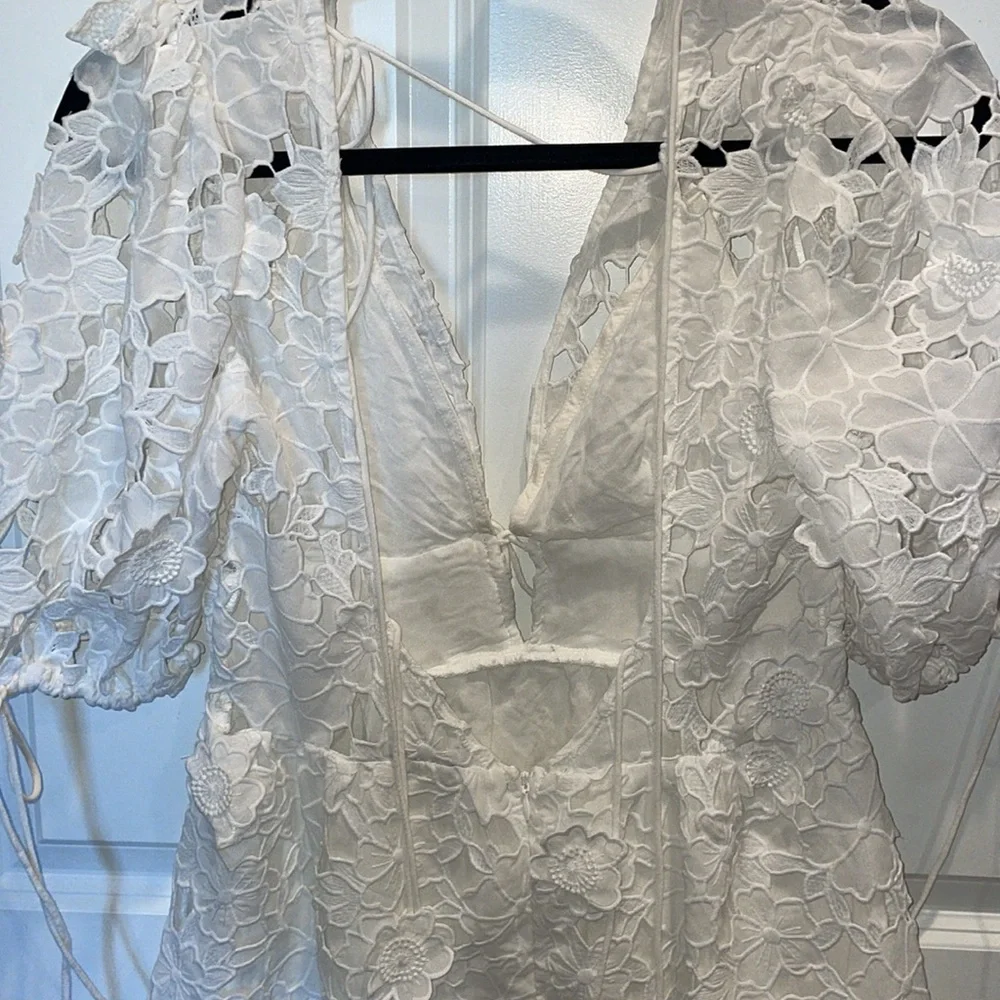 white floral tie front mini dress - Picture 11 of 12